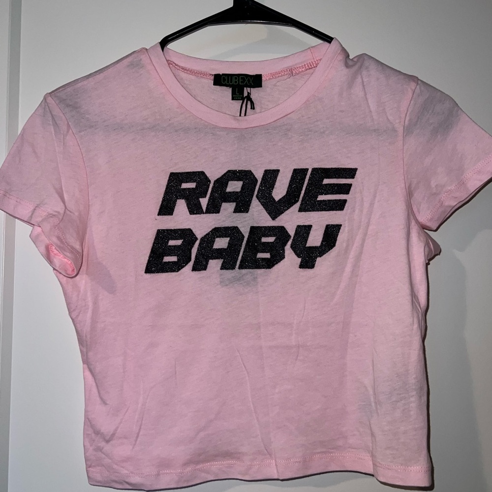 Dolls Kill Pink 'Rave Baby' Crop Top